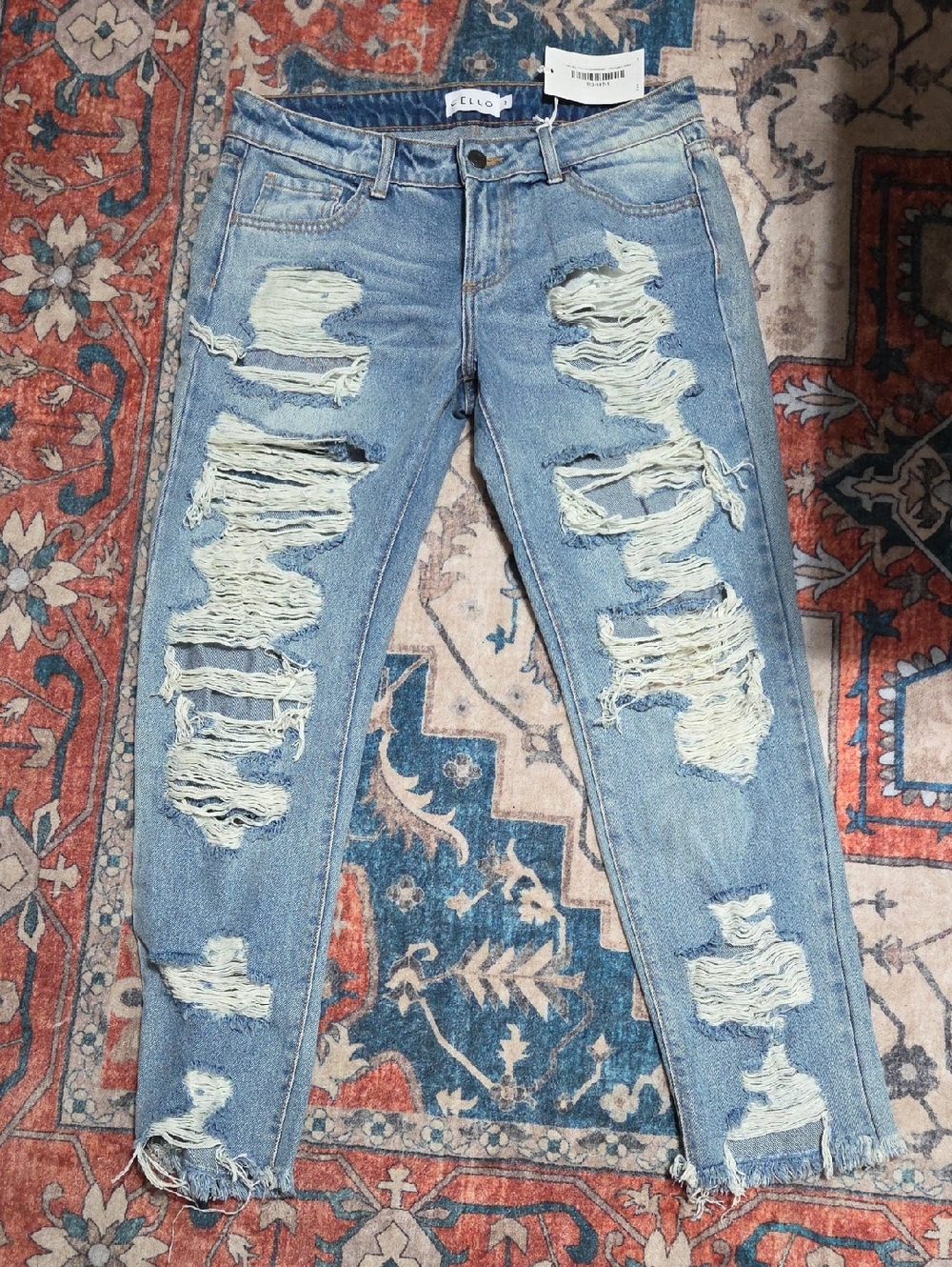 Cello Light Blue Distressed Boyfriend Jeans
